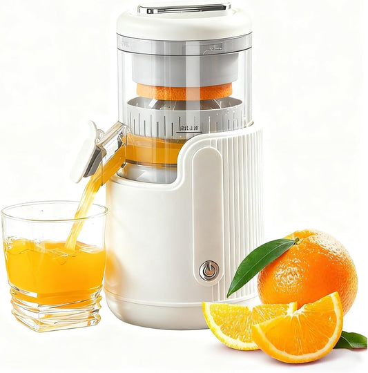 Portable Electric Citrus Juicer, Portable Rechargeable Orange squeezer and Lemon Juicer with USB Rechargeable,One-Touch Operation,Easy to Clean,Electric Juice Extractor Machine (White)