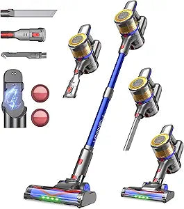 UNINELL HOME Cordless Vacuum Cleaner, 45,000Pa/450W Stick Vacuum Cleaners for Home, 60 Mins Runtime, Self-Standing, Detachable Battery, Anti-Tangle Brush, Lightweight Wireless Vacuum for Pet Hair