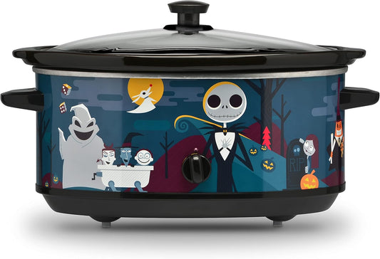 Disney The Nightmare Before Christmas 7-Quart Oogie Boogie Slow Cooker by Select Brands - Food Warmer for Parties - Low, High & Warm Heat Settings - Kitchen Essential for Home-Cooked Meals