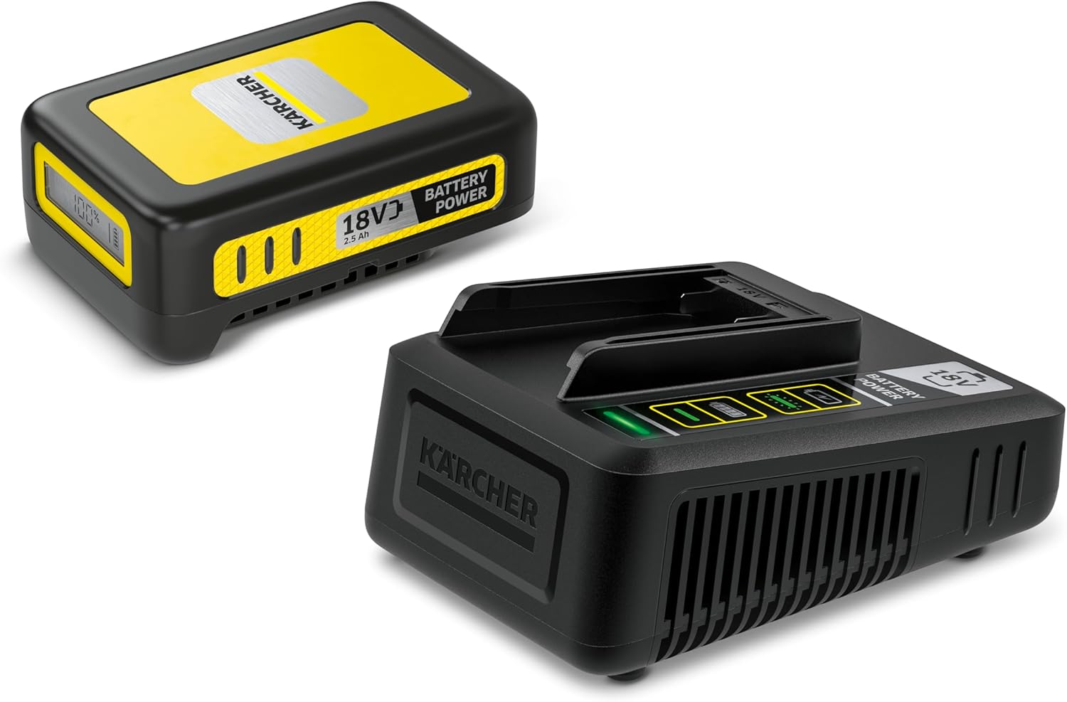 Kärcher Starter Kit Battery Power 18\/25, 18 V Battery with 2.5 Ah and Fast Charger, Compatible Garden Tools, Real Time Technology, Intelligent Cell Monitoring, Lithium-Ion Cells