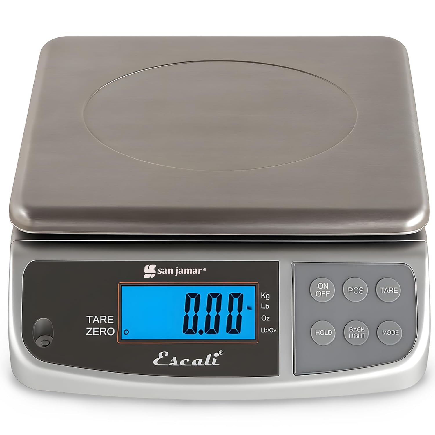 San Jamar Digital Food Scale, Battery Operated with 66 Pound Capacity for Cooking, Baking, Meal Prep, Diet Tracking, Stainless Steel, 6.82 Pounds, Silver