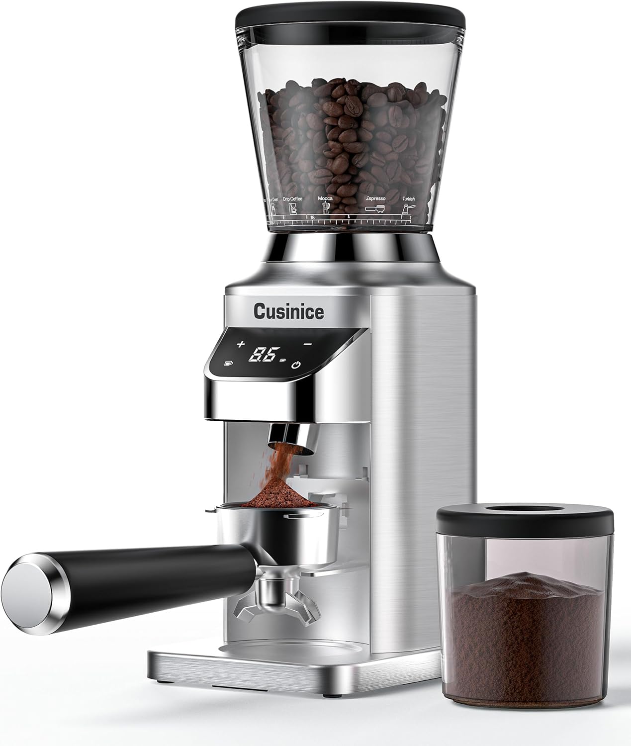 Cusinice Conical Burr Coffee Grinder with 40mm Stainless Steel Burr, 34 Grind Settings & Anti-Static, Electric Espresso Grinder for Home Use