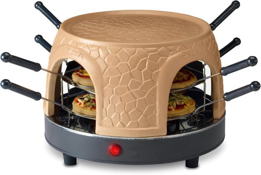 AUPLEX Electric Pizza Oven Sharing Pizza Maker with Terracotta Dome-Mini Pizza Bake Oven Round Pizza Maker for Pizza Party Home Party- 1150 W (Pizza Oven for 8 Persons)