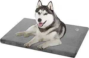 EMPSIGN Stylish Dog Bed Mat Dog Crate Pad Mattress Reversible (Cool & Warm), Water Proof Linings, Removable Machine Washable Cover, Firm Support Pet Crate Bed for Small to XX-Large Dogs, Grey