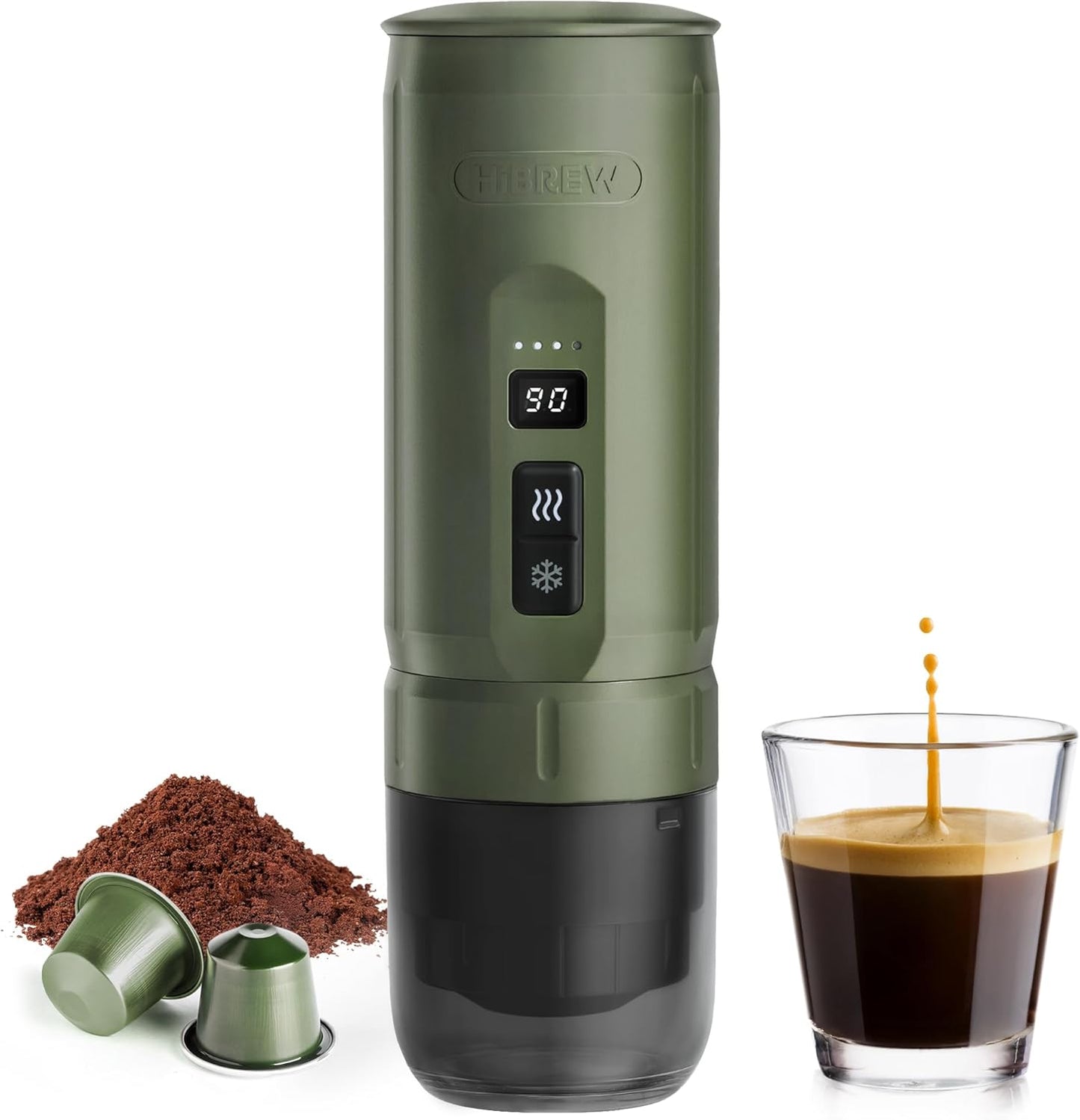HIBREW H4C Classic - Portable Electric Espresso Maker, USB-C Rechargeable for Coffee Pods & Ground Coffee, Compact for Home and Travel