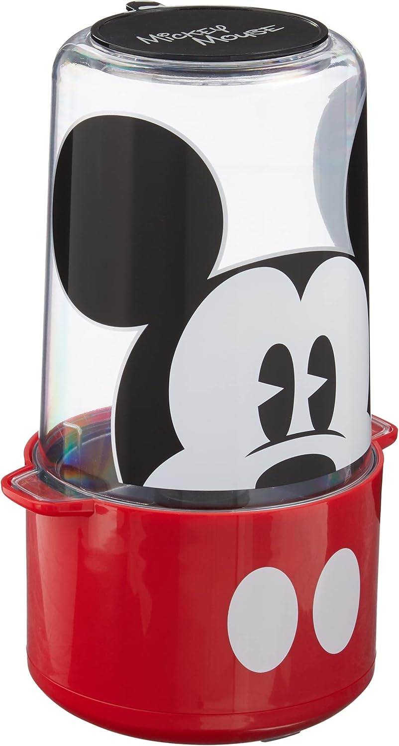 Disney Mickey Mouse Stir Popcorn Popper by Select Brands - Electric Countertop Popcorn Maker with Stirring Rod - Includes Kernel Scoop & Oil Spoon - Home Kitchen Appliance for Movies, Parties & More