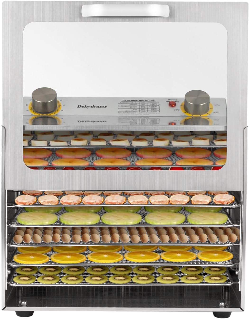 8 Trays Commercial Food Dehydrator Machine for Jerky, 400W Electric Food Dehydrator Machine 86ºF-194ºF Timer Control,Stainless Steel Dehydrater for Meat, Fruit,Beef, Jerky, Herbs