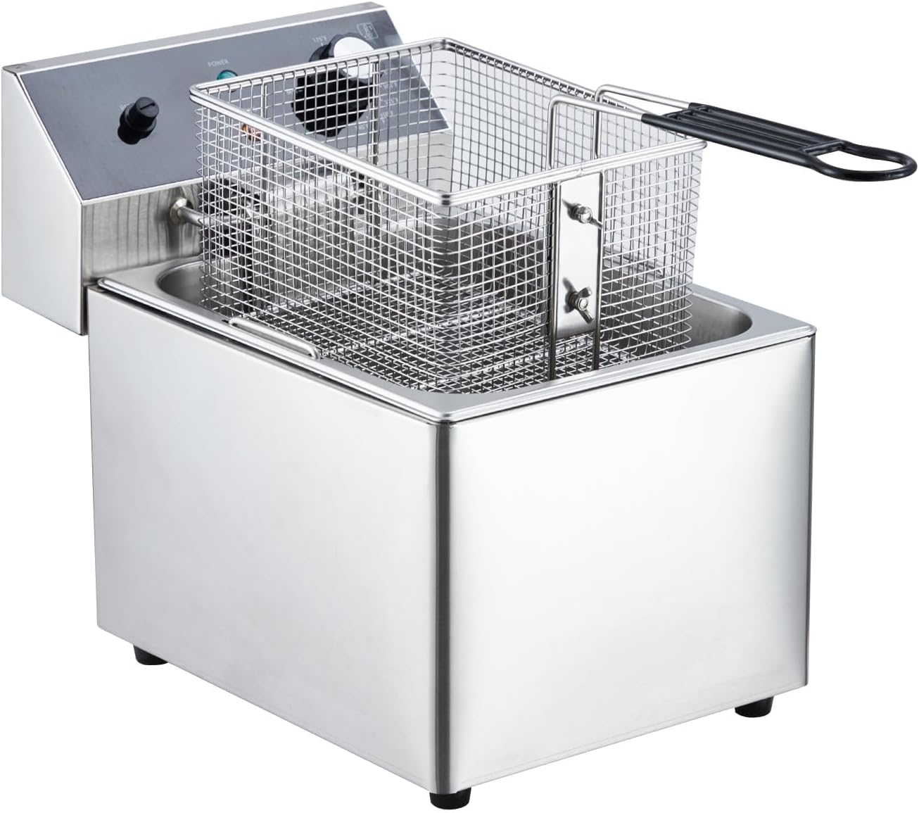 MilleLoom Commercial Deep Fryer with Basket - 1800W Power, 12.68QT\/12L Capacity, Detachable Stainless Steel Design, Electric Countertop Oil Fryer, Temperature Control for Restaurant or Home Use