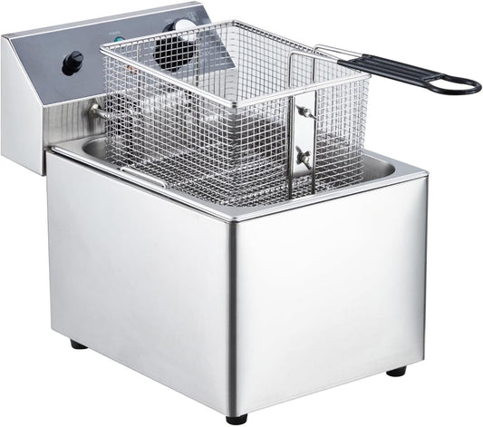 MilleLoom Commercial Deep Fryer with Basket - 1800W Power, 12.68QT\/12L Capacity, Detachable Stainless Steel Design, Electric Countertop Oil Fryer, Temperature Control for Restaurant or Home Use