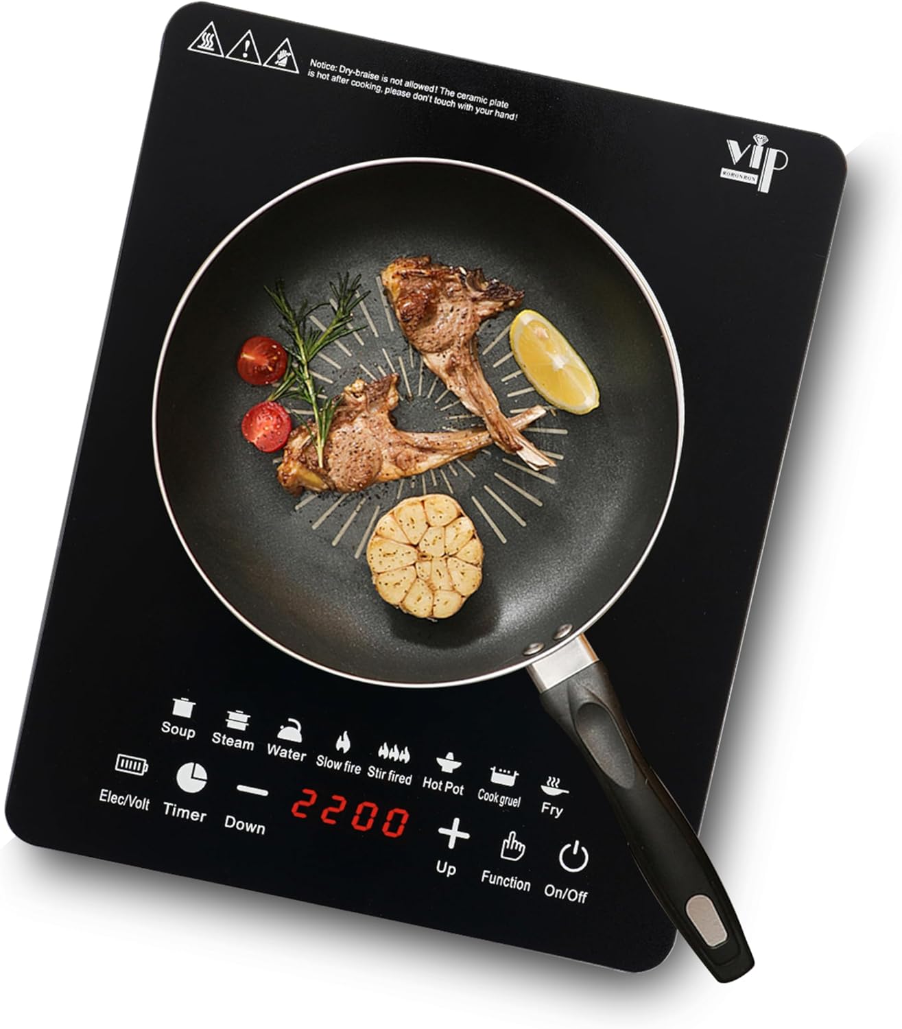 Portable Induction Cooktop Hot Plate, 750W Adjustable Sensor Touch Single Electric Cooktops Countertop Stove with 3-Hour Timer, 8 Cooking Preset Programs, Auto Pot Detection & Safety Lock, 电磁炉