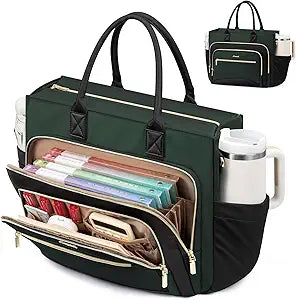 LOVEVOOK Teacher Tote Bag for Women,Laptop bag with Large Cup Holder,Work bag with Accordion File Organizer Pocket,Multi-Pockets Professional Diaper Bag Nurse Bag,Handbag Purse for Work,College,Daily