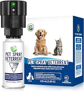 Pet Spray Deterrent System, Motion Activated Cat System, Pet Device Senses Cat & Dog Up to 3 Feet Away, Outdoors & Indoor Cat Deterrent Spray [1 Pack] Black