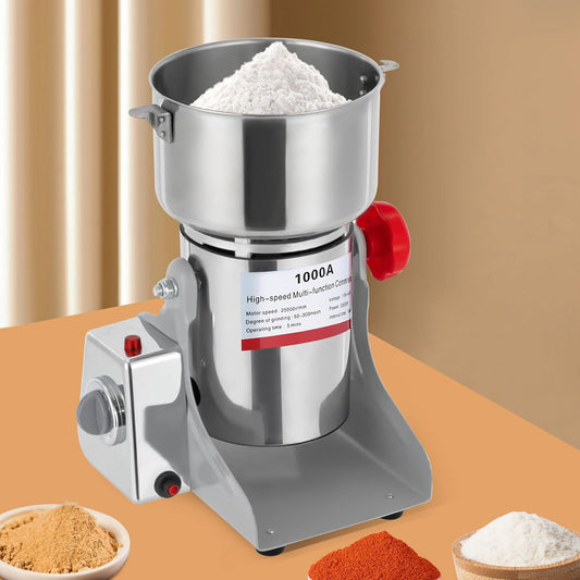 3600W Commercial Grain Mill Grinder - 304 Stainless Steel Electric Flour Machine 2500g Capacity w\/Auto Timer, 50-300 Mesh, for Wheat & Spices