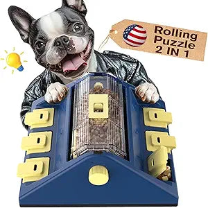 KADTC 2 Levels of Challenge,Large Size,Paw-Activated Rolling Dog Puzzle Feeder Toy,U.S. Brand & Design,Treat Puzzles Feeding for Small Medium Dogs Mental Stimulation Puppy Food Slow Dispenser Toy