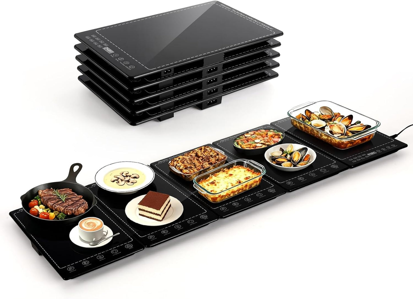 Electric Warming Tray,41"x 15" Food Warmer for Parties Buffet with 10 Temp-Settings, 5-in-1 Warming Mat for Food Built-in Thermostat and Surface Heating, Warming Tray for Parties Buffet,Gatherings