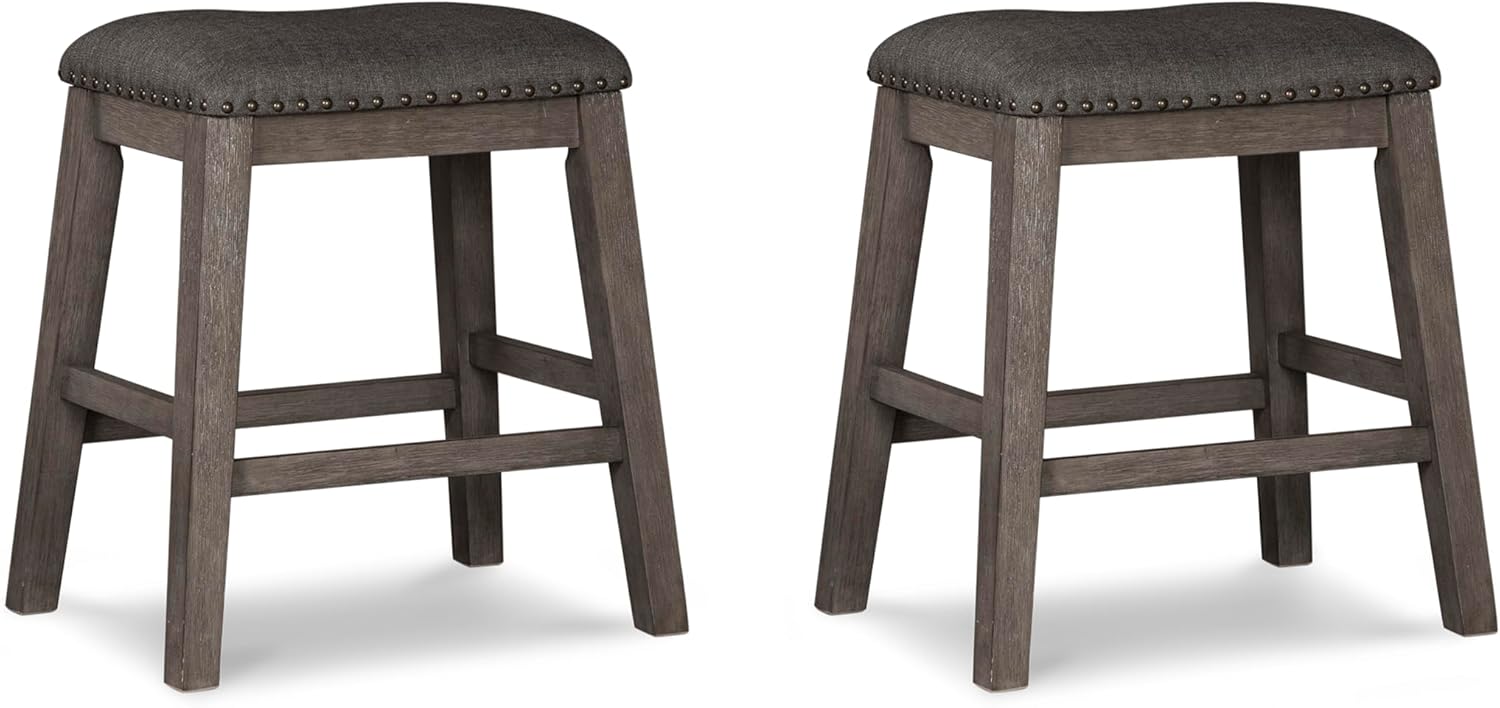 Signature Design by Ashley Caitbrook Rustic 24.4" Counter Height Upholstered Barstool, 2 Count, Gray