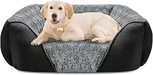 INVENHO Large Dog Bed Rectangle Washable Orthopedic Soft Calming Sleeping Durable Pet Cuddler with Anti-Slip Bottom