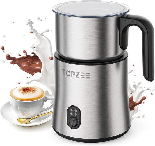 Topzee Electric Milk Frother and Steamer 4-in-1, 16.9oz\/500ml Large Capacity, Frother for Coffee with Warm\/Cold Foam, Warm Milk & Hot Chocolate for Latte, Cappuccino
