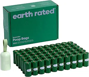Earth Rated Dog Poop Bag Holder, Durable and Guaranteed Leakproof, Lavender Scented, 1 Dispenser and 900 Bags