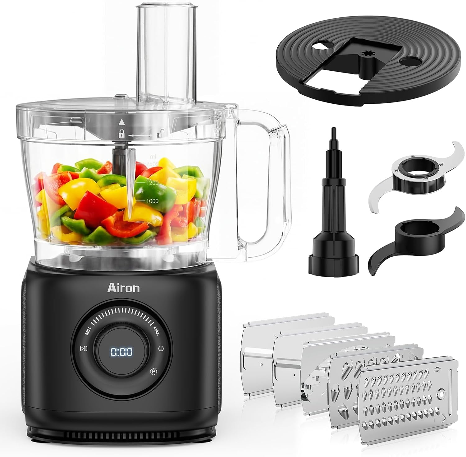 7-in-1 Professional Food Processor, 1000W Powerful Electric Vegetable Chopper, 14-Cup XL Bowl, Large Feed Chute, Cheese Shredding, Meat Chopping, Shredding and Slicing, Mixing and Doughing