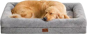 BFPETHOME Orthopedic Dog Bed for Large Sized Dogs â€“ Washable Dog Couch Bed with Bolster Sides, Removable Waterproof Cover, Non-Slip Base, Comfortable Pet Bed for Better Sleeping