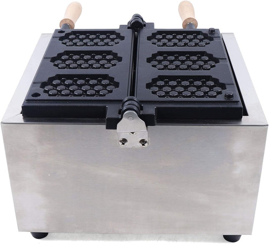 1500W Small Commercial 3 Slice Non-Stick Electric Waffle Maker Stainless Steel Body USA, Portable Durable Belgian Honeycomb Square Waffle Baker For Snack Bar, Restaurant, Bakery, Home
