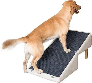 3-in-1 Dog Ramp with Storage â€“ Pet Stairs for Dogs & Cats, Easy on Joints for Senior & Injured Pets, Hidden Storage Footstool, Anti-Slip, Supports 220 lbs, 18" High for Beds & Sofas