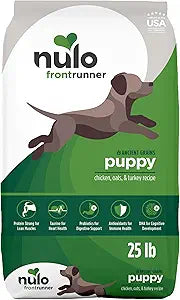 Nulo Frontrunner Ancient Grains High-Protein Puppy Food, Chicken, Oats, & Turkey Recipe- Natural Dry Puppy Food with Probiotics, Grain-Inclusive Kibble for Puppies, 25 lb Bag