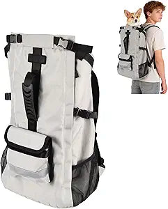 Dog Carrier Backpack for Medium Dogs, Hiking Bag for Pets Up to 30 lbs - 4-Layer Safety Design with Thick Padded Straps, Built-in Leash & Breathable Mesh, Suitable for Hiking, Cycling, and Travel