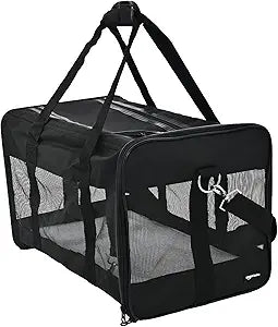 Amazon Basics Soft-Sided Mesh Pet Travel Carrier for Dog, Cat, up to 22 pounds, 19.7" L x 12" W x 12" H, Black