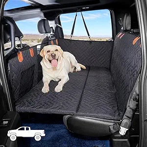 YJGF Dog Back Seat Extender for Truck,Truck Seat Cover Back Seat,Dog Hammock for Truck,Pet Seat Covers for Dogs,Hard Bottom Seat Extender for Dogs(Black,for Full Size Truck)