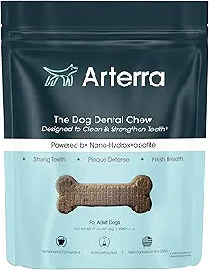 Arterra Pet Science Dog Dental Chews with Nano-Hydroxyapatite Next-Generation Daily Chews for Stronger Teeth, Fresh Breath, and Healthy Gut, 30 Count, Pack of 1