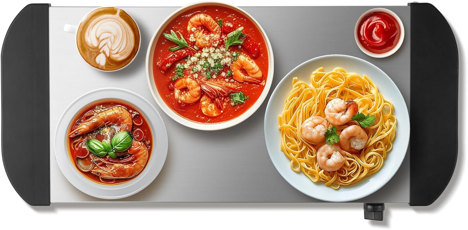 VEVOR Electric Warming Tray, Food Warming Trays for Buffet, Warming Trays with Adjustable Temperature Control, Portable Stainless Steel Food Warmer, Hot Plate Perfect for Parties, Catering, Holidays