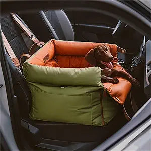 FUNNYFUZZY Dog Car Seat for Medium Sized Dogs, Waterproof 3 in 1 Soft Leather Dog Car Bed for Travel and Home,Portable and Safety,Fits Pets Up to 35 lbs(Green)