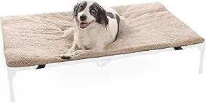 K&H Pet Products Dog Cot Pad (Cot Sold Separately), Pillow-Top Comfort Bed for K&H XL Elevated Dog Beds, Soft & Fluffy, Secure Fit Straps, Machine Washable, Portable - Extra-Large 50 X 32 Tan Fleece