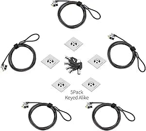 5Pack Laptop Cable Lock Hardware Security Cable Lock Anti Theft 5Keys 6.7Ft Compatible for Laptops, Tablet,Out Door TV& Other Devices Longer Cable (keyed Alike)