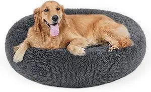 Dog Bed, Cat Calming Bed, Faux Fur Pillow Pet Donut Cuddler Round Plush Bed for Large Medium Small Dogs and Cats