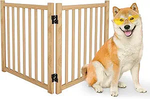 Nature Wood Dog Gates, Freestanding Indoor Pet Gate, 2 Panels, 23" Height