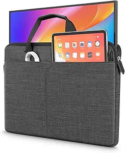 24 Inch Portable Monitor Case, 23.8-24 inch Laptop Protective Carrying Cover with PU Handle, Large Accessory Pocket and Water Resistant for Travel Monitor Bag Display Screen Sleeve, Black
