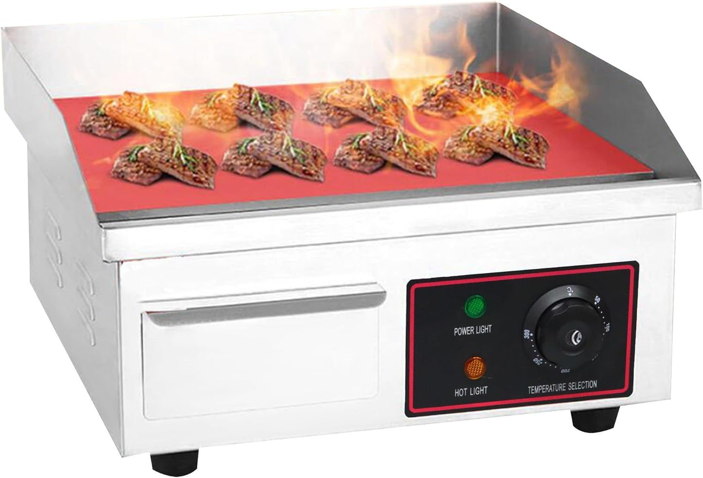 Electric Grill Griddle Camp Flat Cooking Griddle Grill Top Grill Hot Plate Stove Compact Stainless Steel Grill BBQ Plate Grill For Outdoor or Indoor 110V 14.17 * 11.81in Heating Size