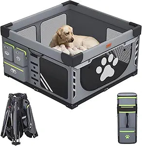 Loobani Foldable Dog Playpen Indoor: 1 Min Setup No Tools, Heavy Duty 690D Oxford Fabric & Reinforced Steel/Iron Frame, Portable Puppy Playpen with Rugged Carry Bag for Home &Travel-43.3"x43.3"x26.77"