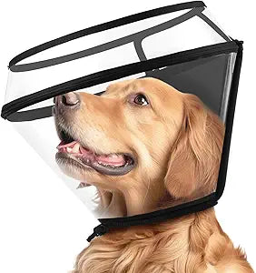 Dog Cone Collar for After Surgery,Transparent Dog Cones Alternative for Small Large Medium Size Dogs,Adjustable Depth Pet Recovery Collars,Elizabethan Collar for Dogs Stop Licking Wound(XXXL)