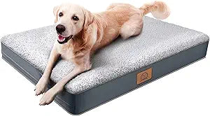 Sunheir Orthopedic Dog Bed for Medium Dogs, Waterproof Deluxe Plush Dog Crate Bed with Removable Washable Cover & Anti-Slip Bottom, Egg Crate Foam Pet Bed Mat, Grey, (30.0" L x 20.0" W x 3.0" Th)