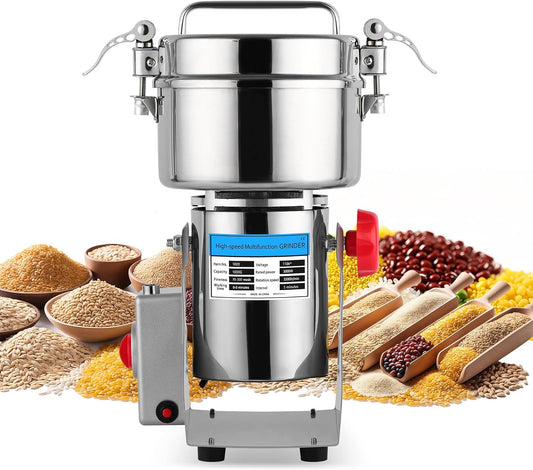 3000W Grain Mill Grinder - 32000 RPM High-Speed 1000g Electric Stainless Steel Flour Mill with 270° Swing Grinding for Grains, Millet, Spices & Coffee - Ideal for Kitchen and Commercial Use
