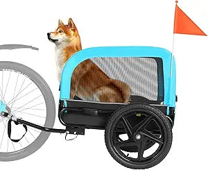 Sepnine Dog Bike Trailer, Dog Cart for Bicycle, Suitable for Small and Medium Pets, Easy Folding Cart Frame, Quick Release Wheel, Non-Slip Floor, Internal Leash, 66LBS