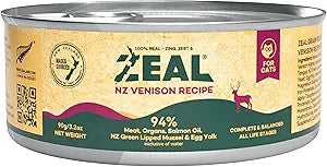 ZEAL New Zealand Wet Cat Food â€“ High Protein, Grain-Free with Superfoods (Venison, 3.17oz Can, 24-Pack)