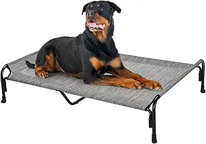 Veehoo XXL Outdoor Elevated Dog Bed, Raised Dog Cot for Extra Large Dogs, Cooling Washable Waterproof Pet Hammock Beds with Slope Headrest, Breathable Mesh and Sturdy Frame, XX-Large, CWC2204