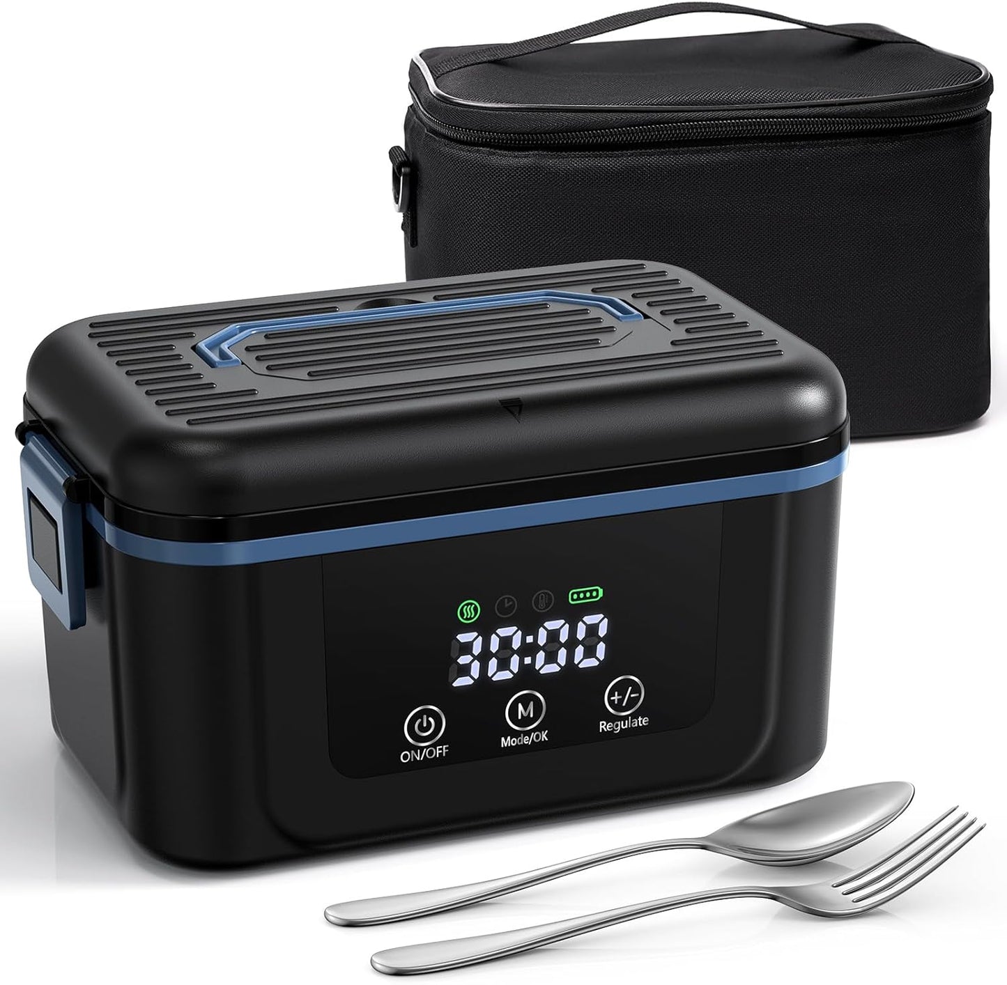 MooManGoo Cordless Electric Lunch Box for Adults, 1.4L Heated Lunch Box 18000mAh Battery Powered with Ice Crystal Box, Self Heating LunchBox Rechargeable for Car\/Truck\/Office\/Travel (1.4L-cordless)