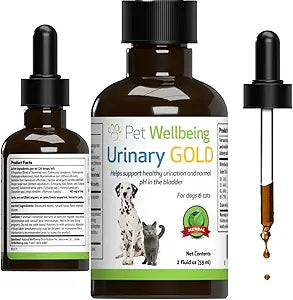 Pet Wellbeing Urinary Gold for Dogs - Vet-Formulated Multi-Herb Urinary Tract Support - Bladder Health & Urinary System Wellness - Natural Dog Supplement - Liquid Formula 2 oz (59ml)