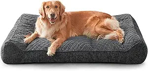 JOEJOY XL Orthopedic Dog Beds Large Sized Dog, Extra Thick Supportive Big Dogs Couch Bed with Sides, Ultra Soft Pet Bed Sofa for Large Dogs, Grey, 42''x30''